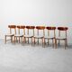 Vintage dining table set with 6 wooden chairs from the 1960s modernism