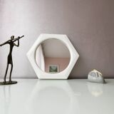 Miroir hexagonal vintage en plastique blanc 1980s