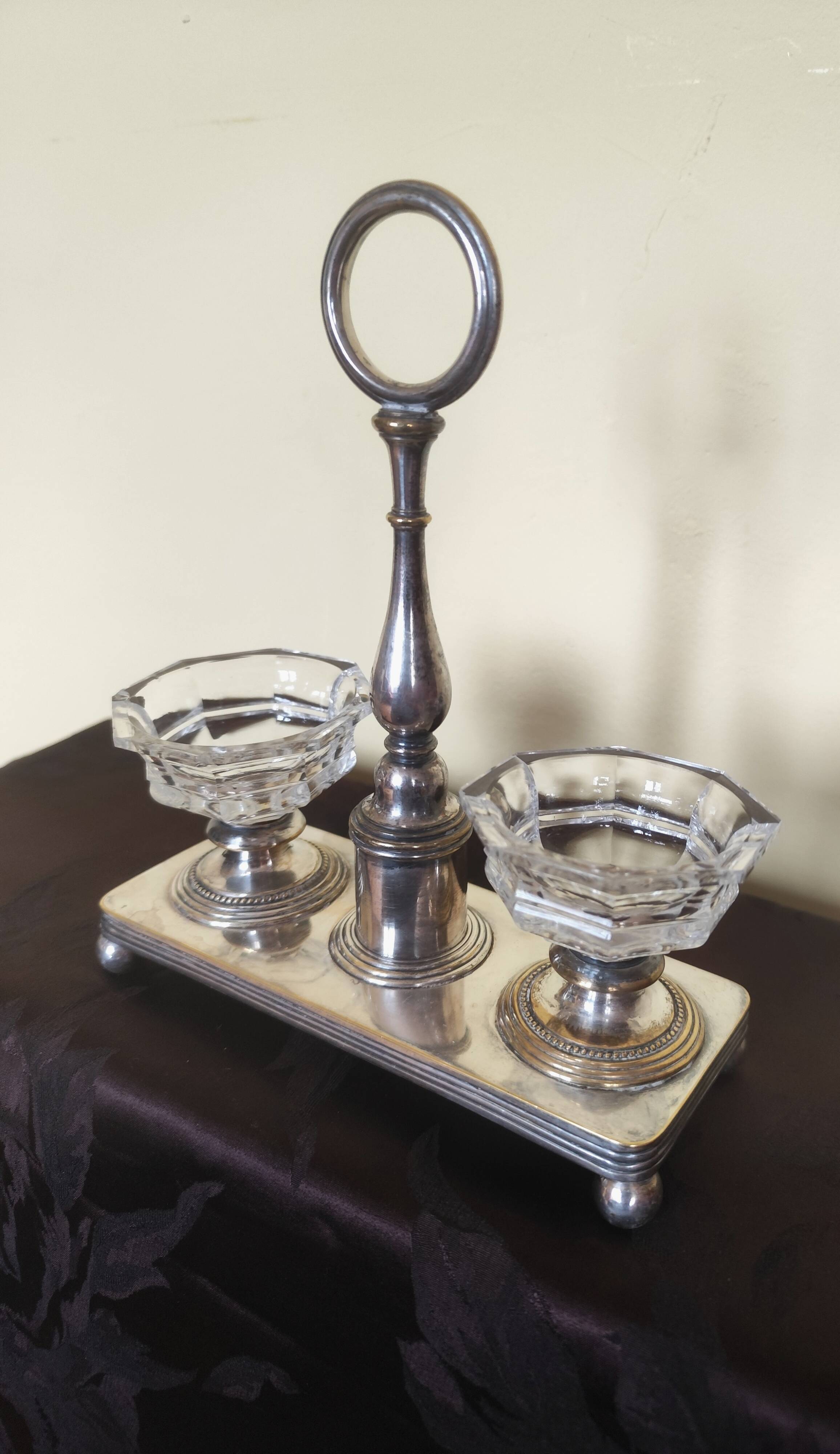 crystal and silver-plated metal salt and pepper shaker Christofle