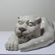 Large elongated panther in crackled earthenware, vintage 1960s-1980s.