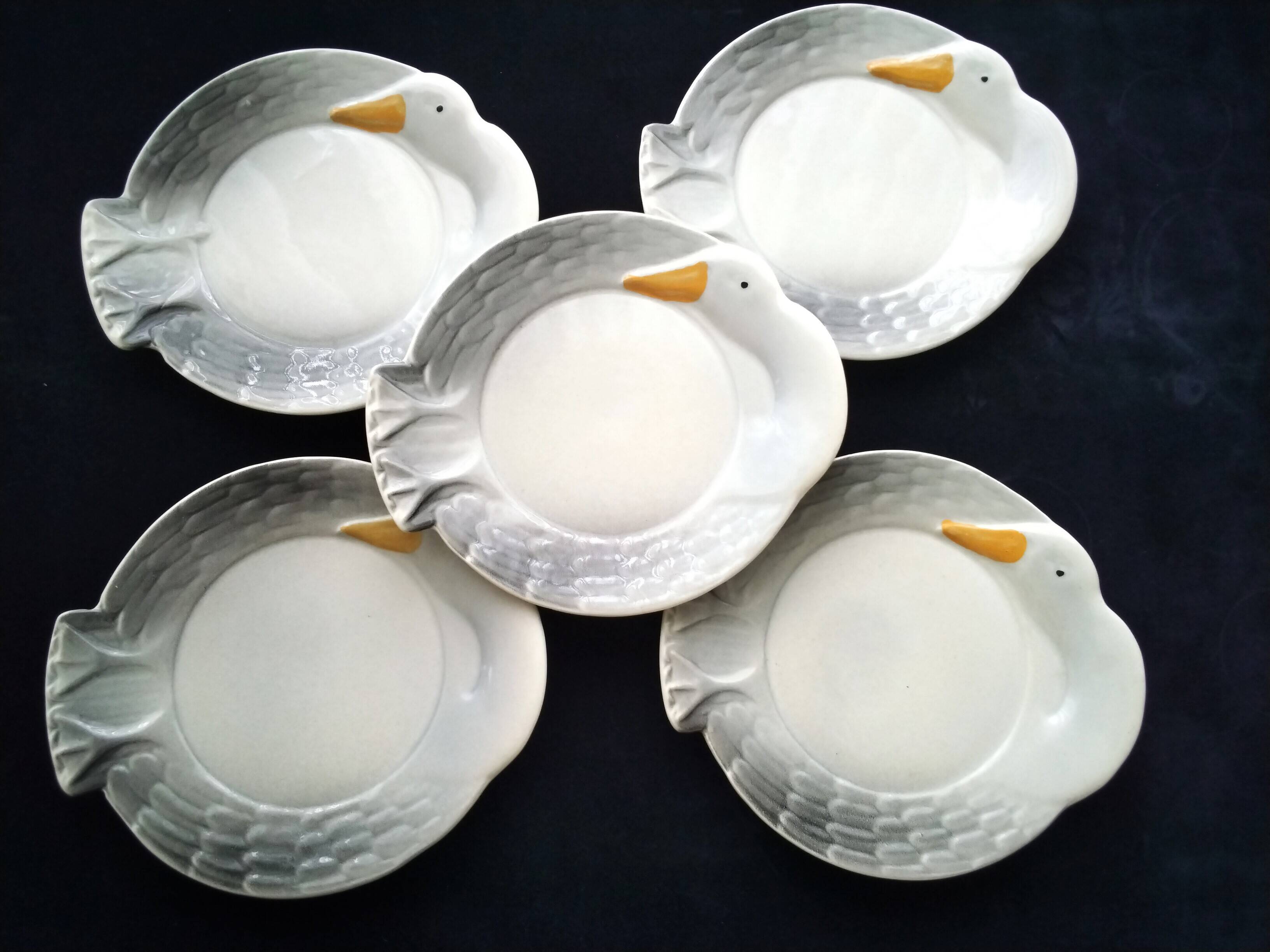 5 ceramic foie gras plates from Faïencerie de la Linde