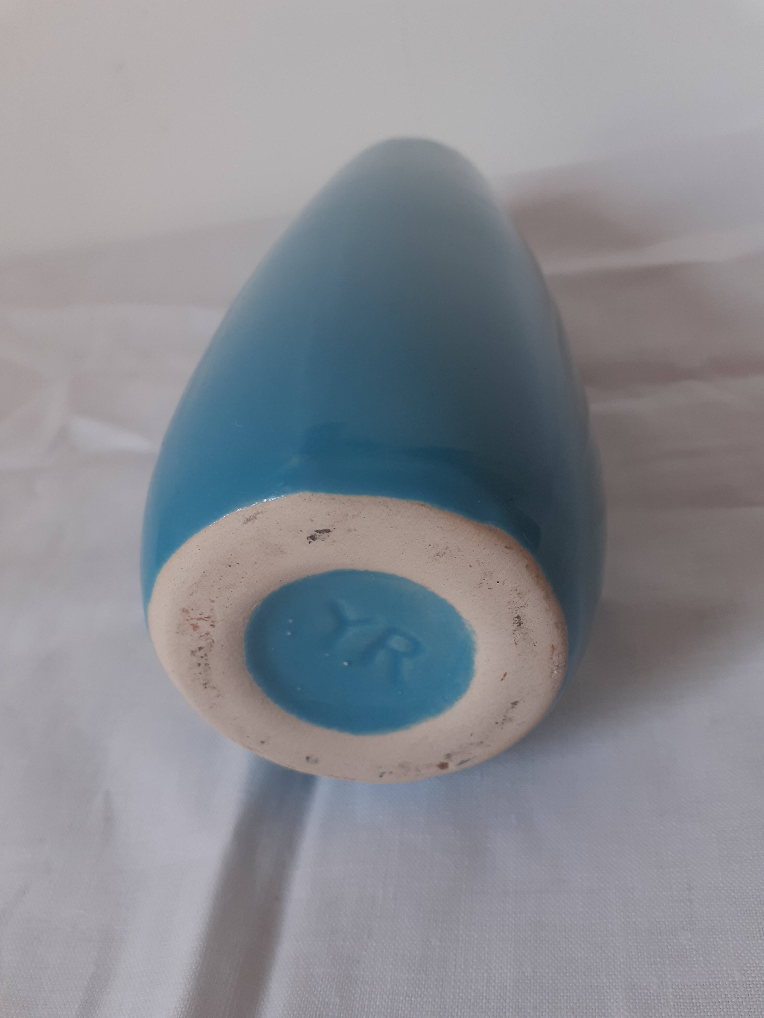 YR turquoise blue vase