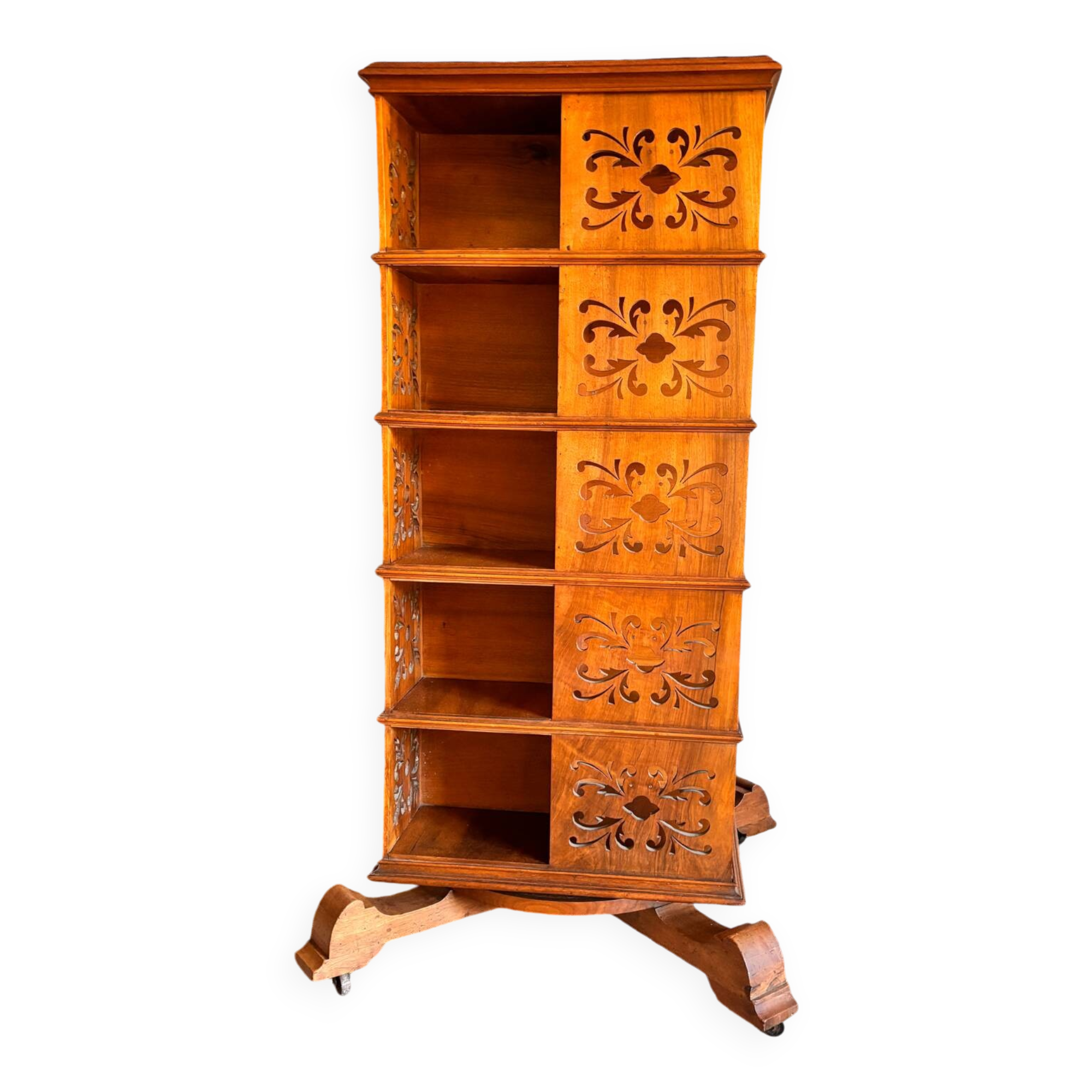 Late 19th century walnut revolving bookcase