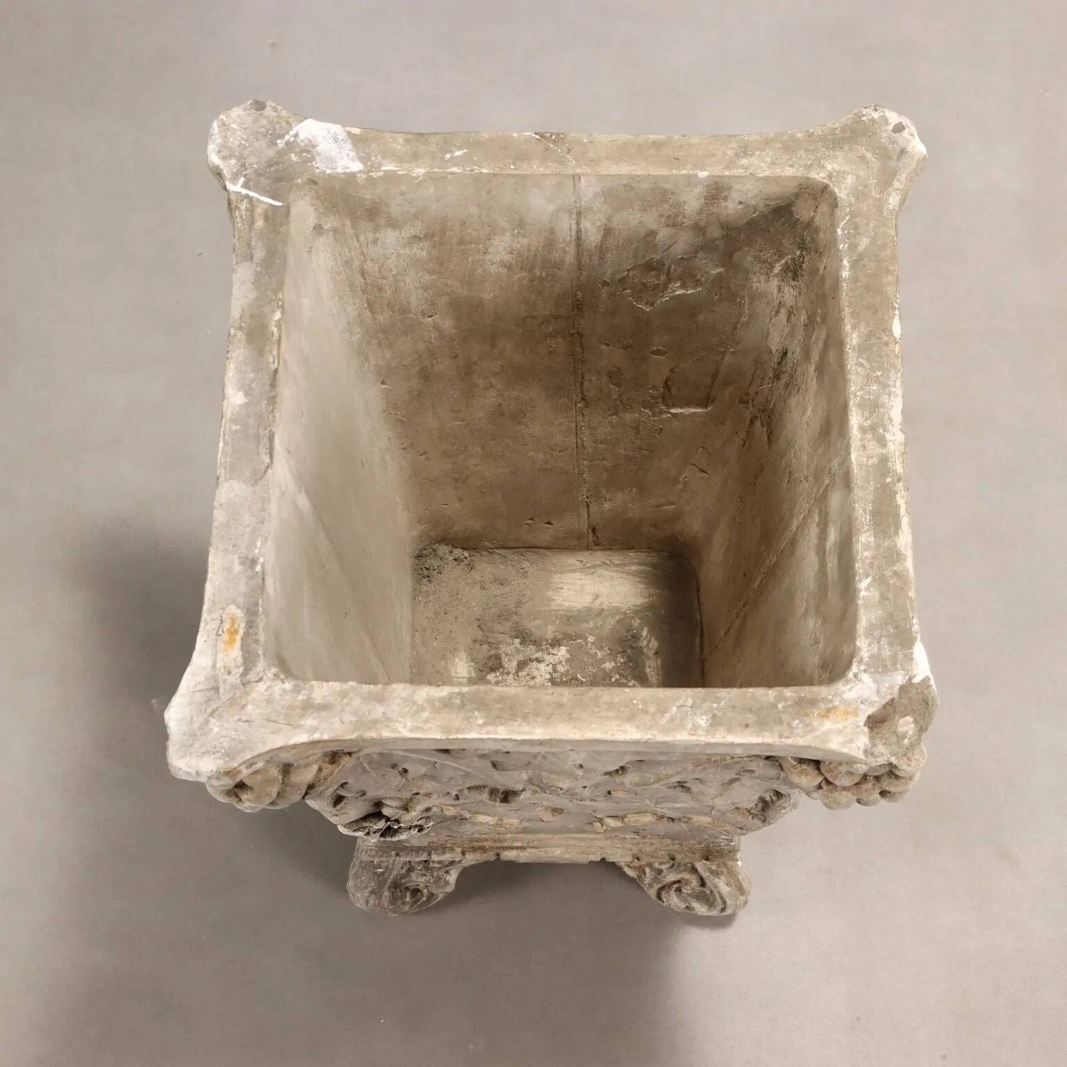 Antique plaster vase decorated with bunches of grapes, Italy, 19th century.