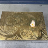 Etched brass and inlaid agate coffee table by Felix De Boussy, Belgium