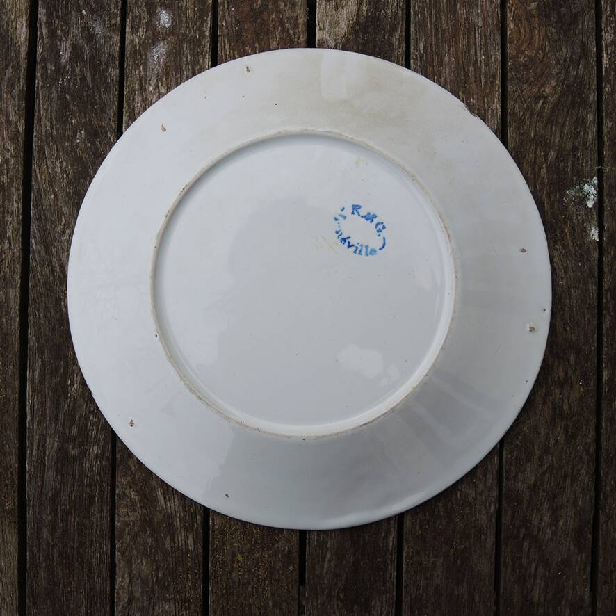 Old KG Lunéville Flat Plate - Rooster on Basket