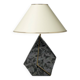 Polygonal black ceramic iridescent lamp 1980s memphis milano light table retro