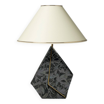 Polygonal black ceramic iridescent lamp 1980s memphis milano light table retro