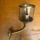 Antique Wall Lamp Lantern Gold Metal + Vintage Glass Cylinder #C528
