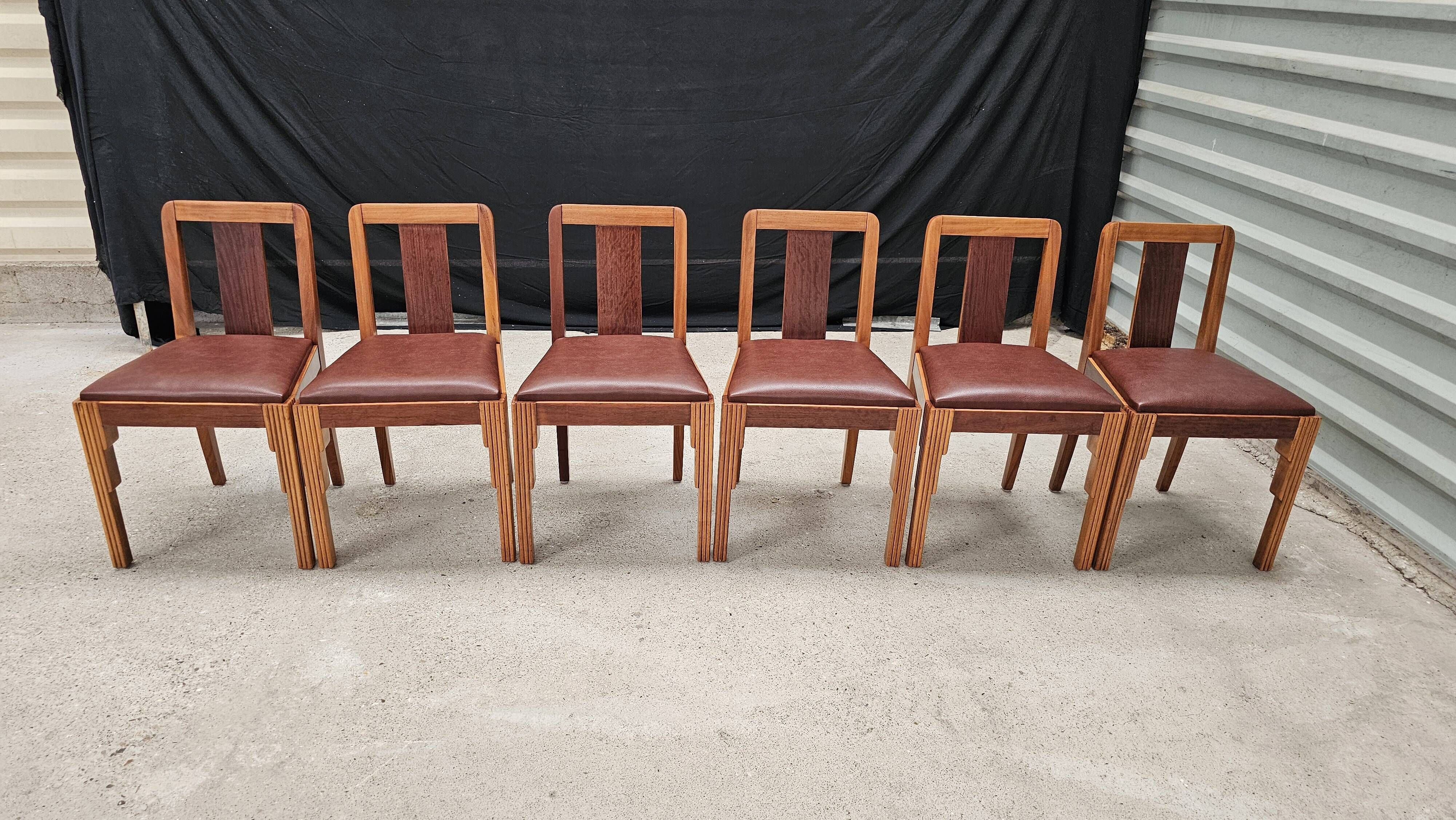 Lot of table and 6 Art Deco chairs from Saddier & fils