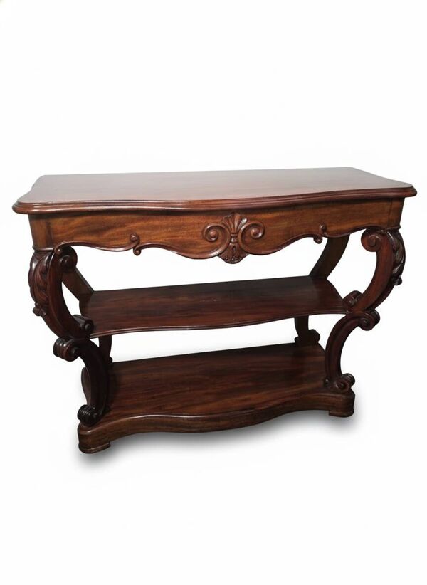Console galbées Napoléon III XIXe en acajou