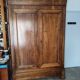 Old walnut wood cabinet with hat and 2 drawer doors