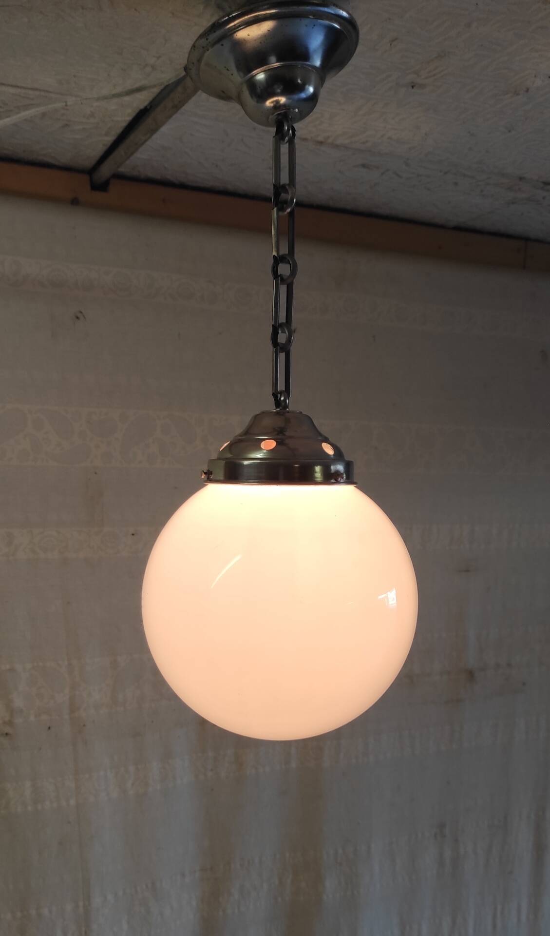 Bauhaus opaline globe pendant light diameter 20 cm - 1930s