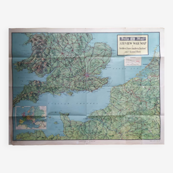 Map / Poster Bird's eye view of the English Channel in 1940