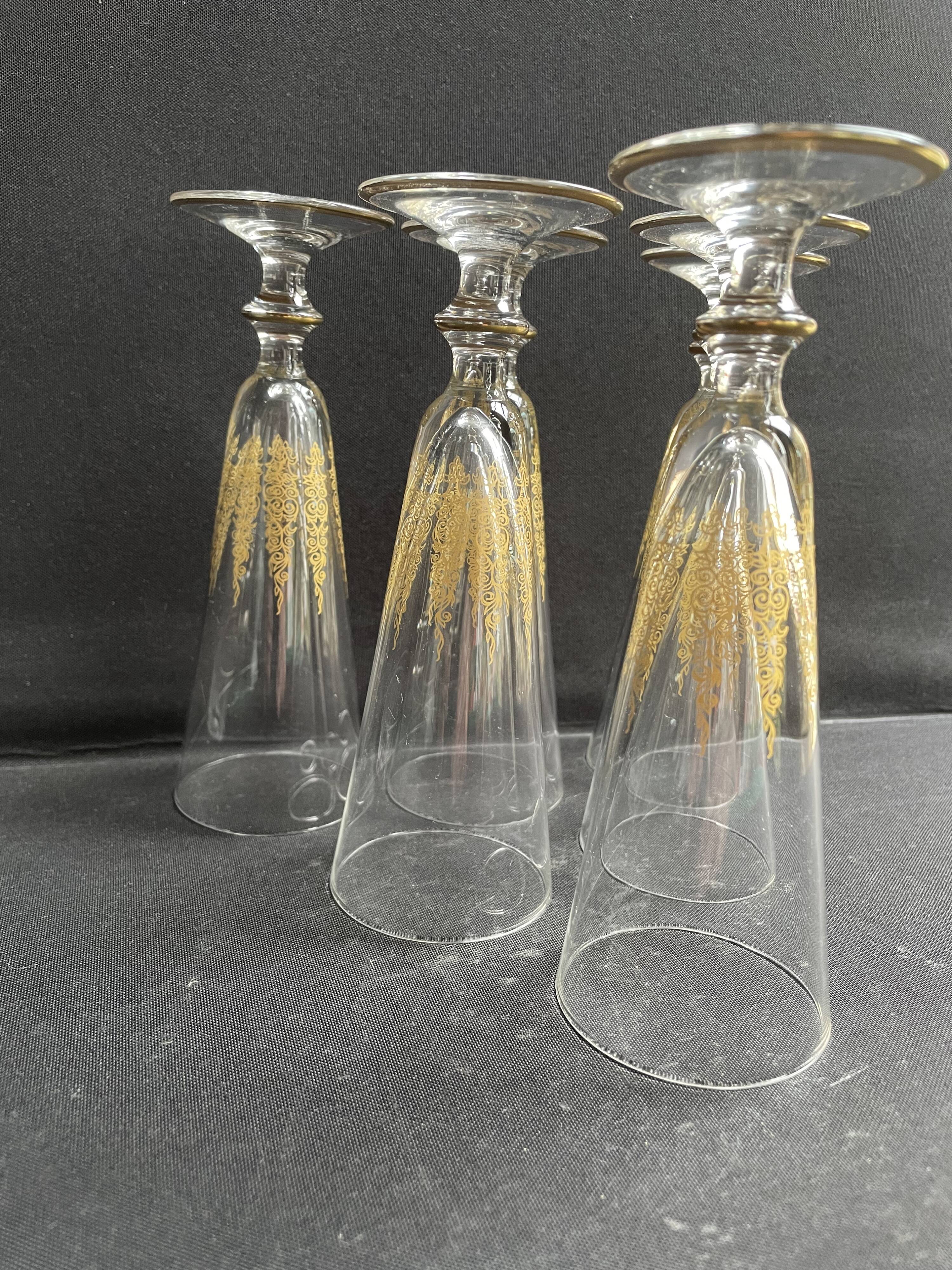 6 Champagne Flutes – Gold Crystal