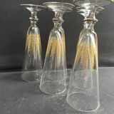 6 Champagne Flutes – Gold Crystal