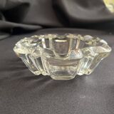 Antique vintage molded glass art deco ashtray with glass pocket emptier