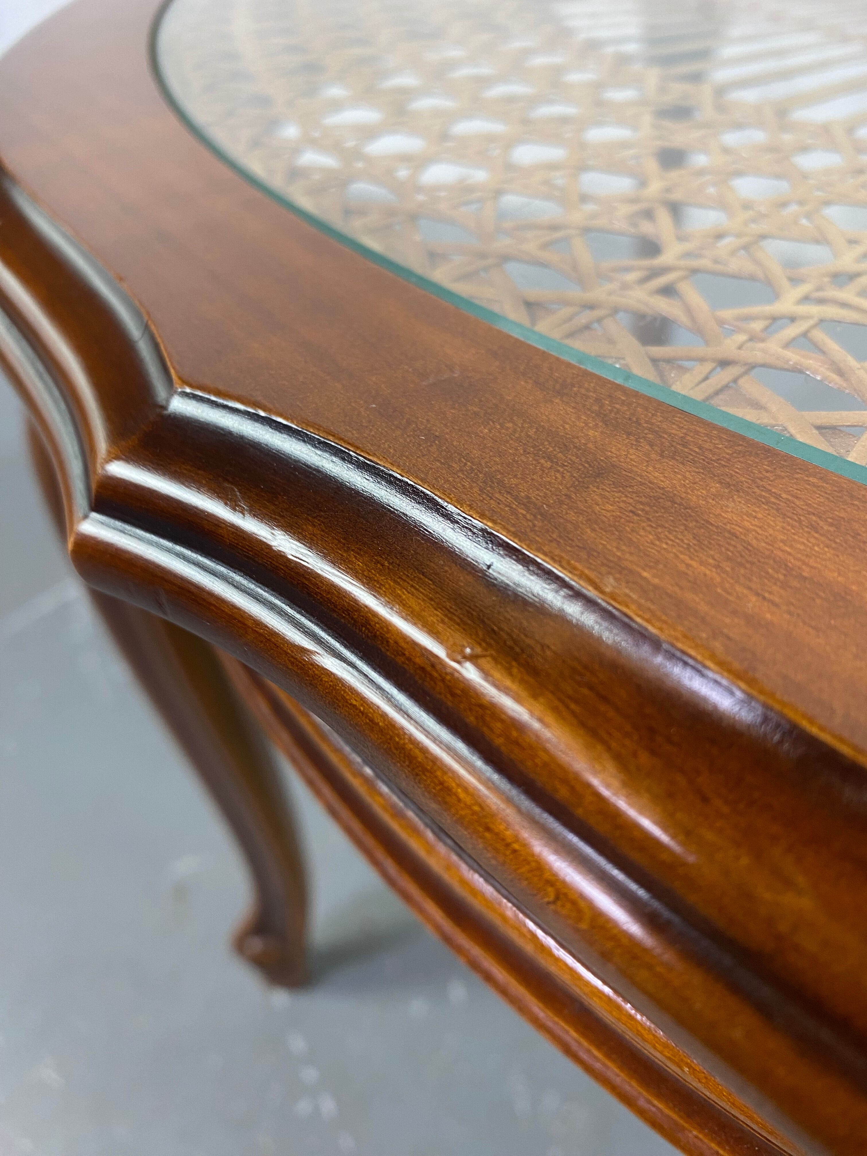 Chippendale Coffee Table in Wood, Canning and Glass