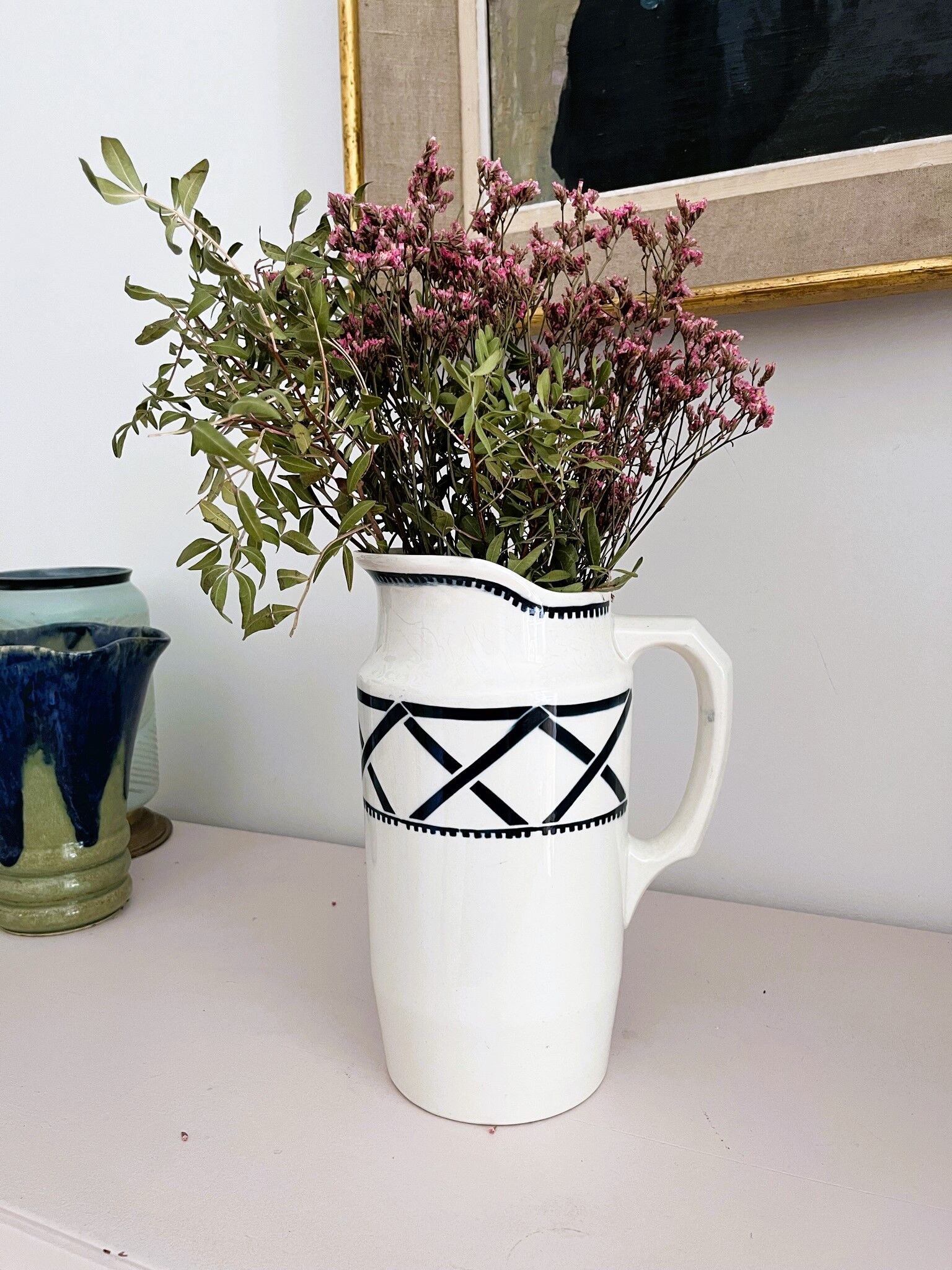 Broc vase in vintage Badonviller earthenware