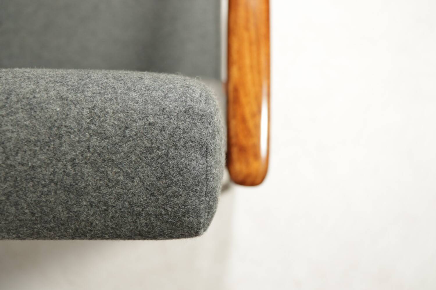 Scandinavian armchair in teak and gray fabric by E.Homa, 1960