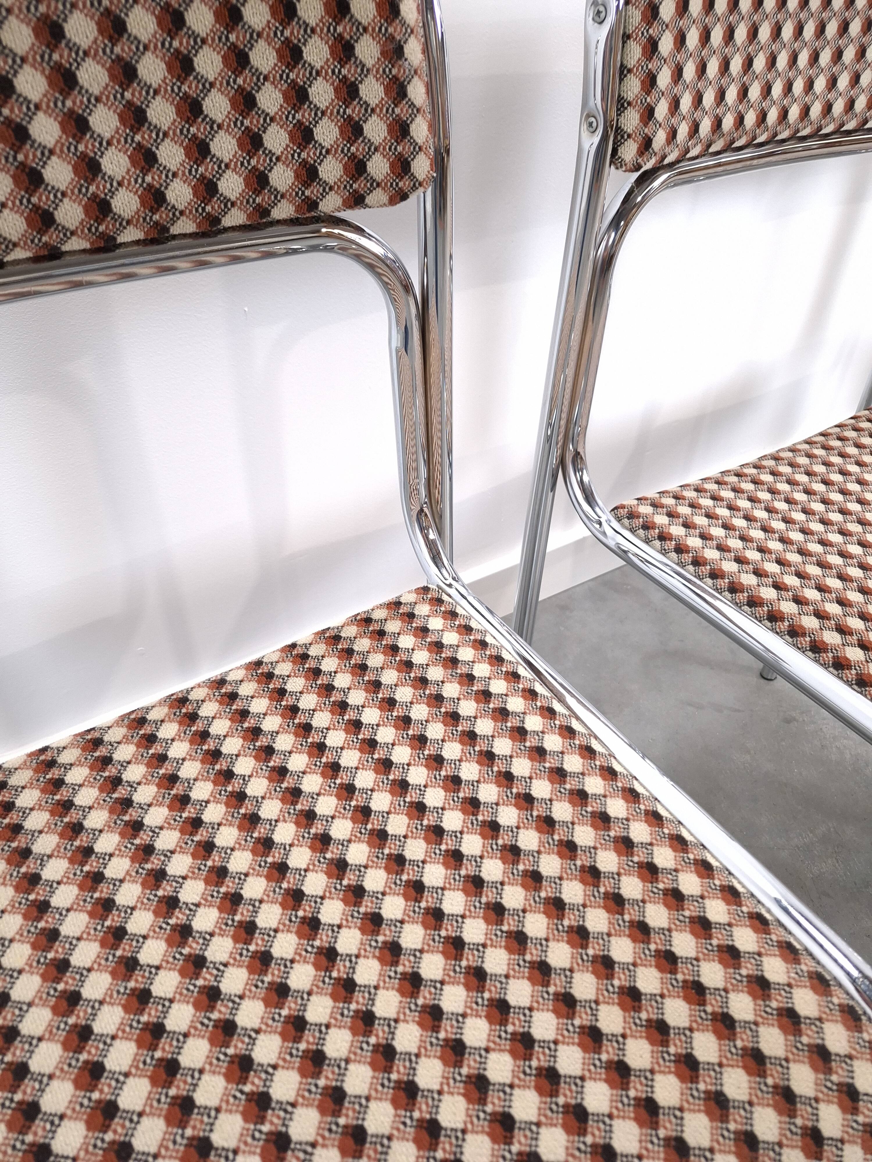 Space Age set 3x Bauhaus chromen buisframe stoelen
