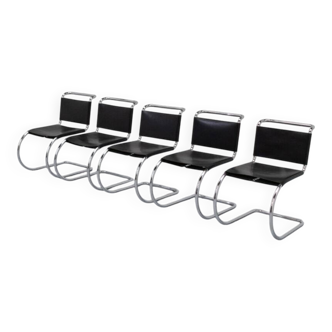 Ensemble de 5 chaises de salle à manger MR10 Knoll des années 1970