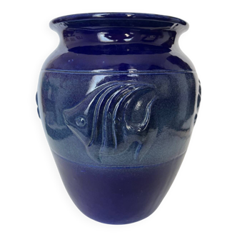 Vase en céramique bleu