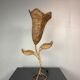 Large midcentury rattan wicker flower table lamp, 1960s