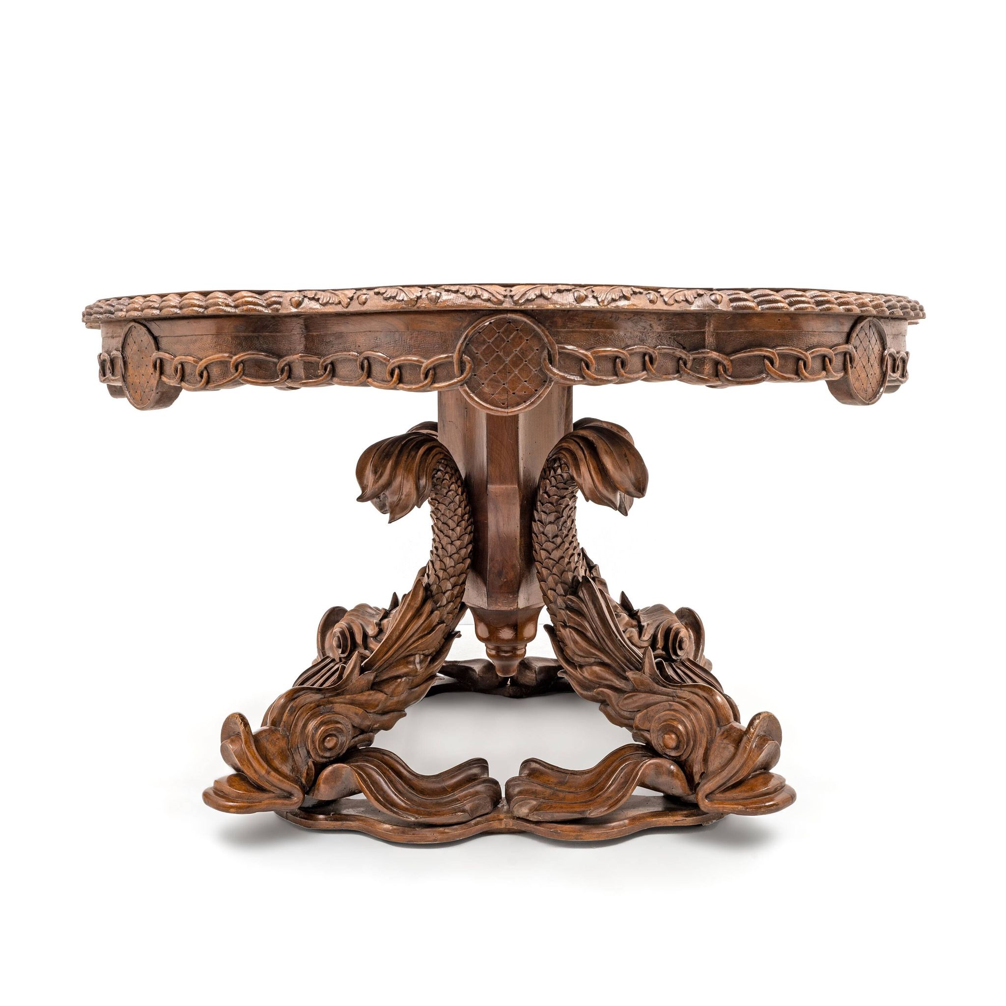Attributed to Henry Eyles Victorian Walnut Center Table England Mid-19th