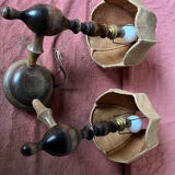 Wall lamp double wood turns 80s