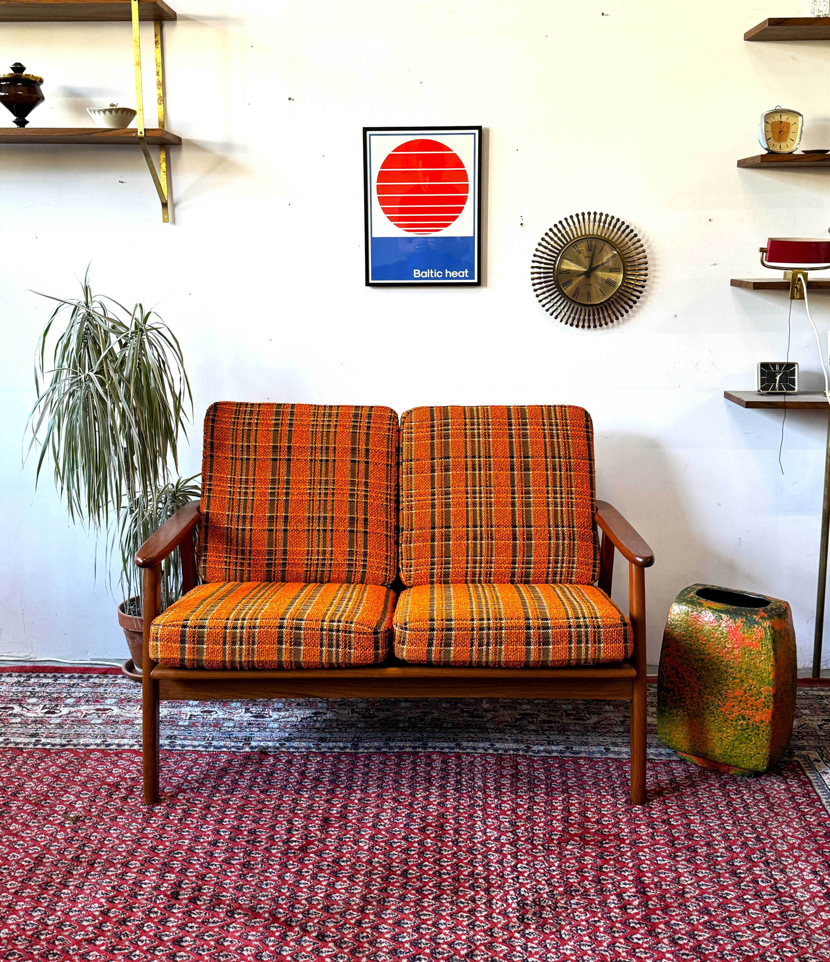 Teak and wool sofa, Denmark 60s/70s, vintage, mid-c modern