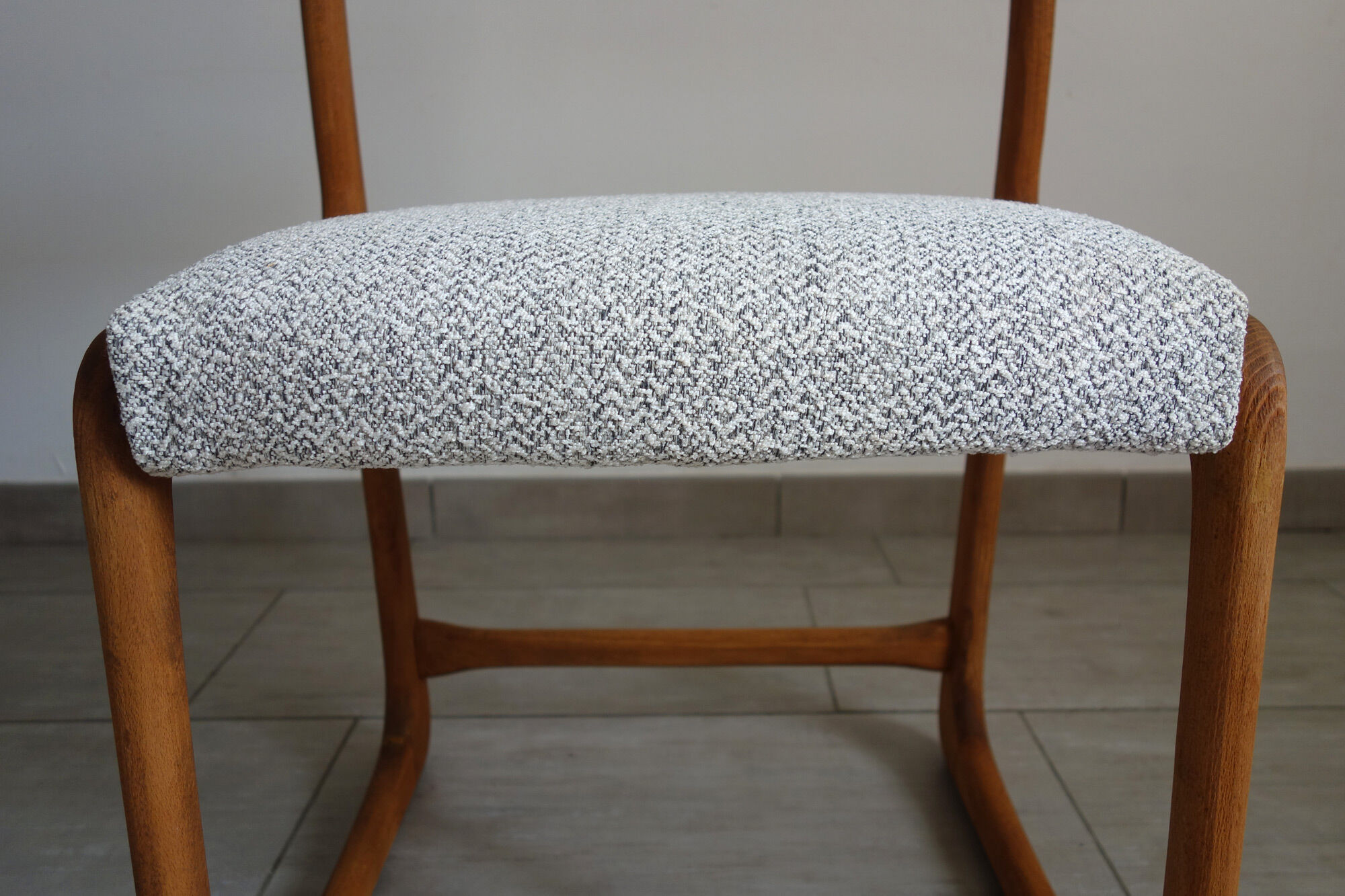 Baumann sleigh chair restored, France, 1960s