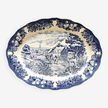 Large porcelain dish with blue décor