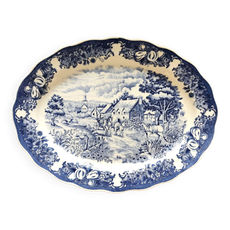 Grand plat en porcelaine décor bleu