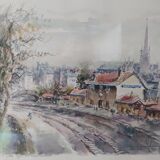 Watercolor - The small station of Ménilmontant
