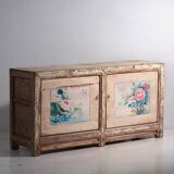Ancien buffet blanc à motifs floraux (vers 1870)