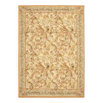 Handmade European Vintage Aubusson Kilim 265 cm x 368 cm