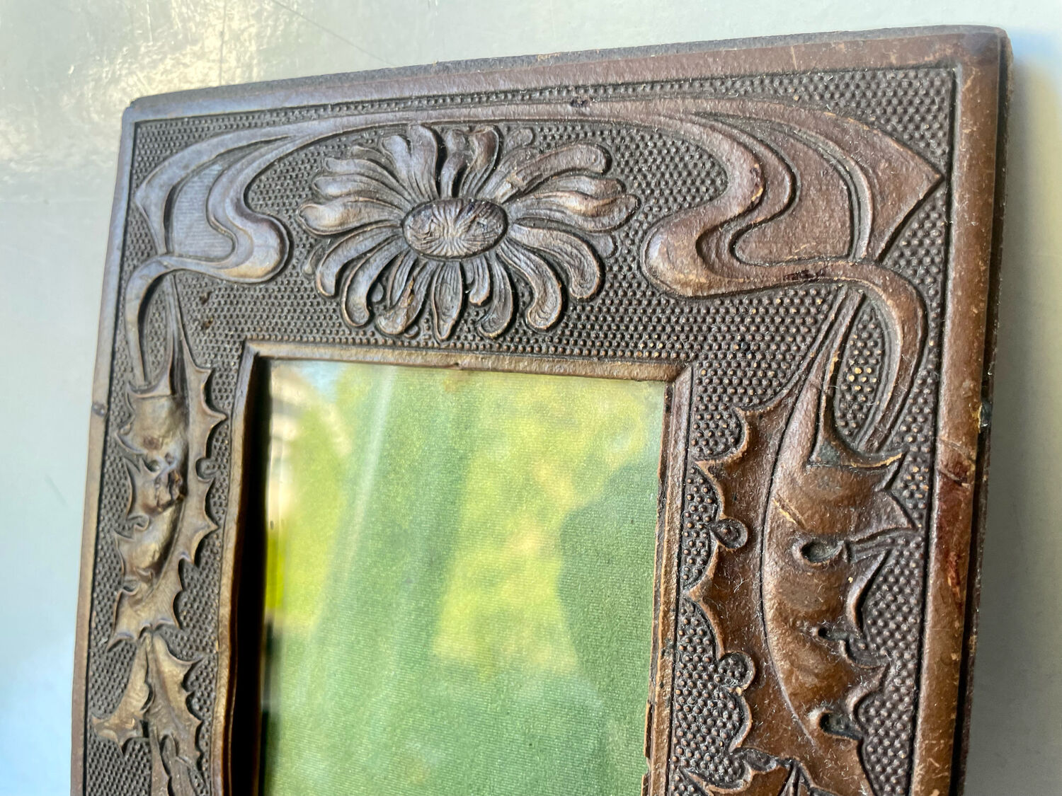 Art nouveau frame carved wood