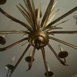 Magnificent vintage chandelier in gold-tone metal, 12 bulbs