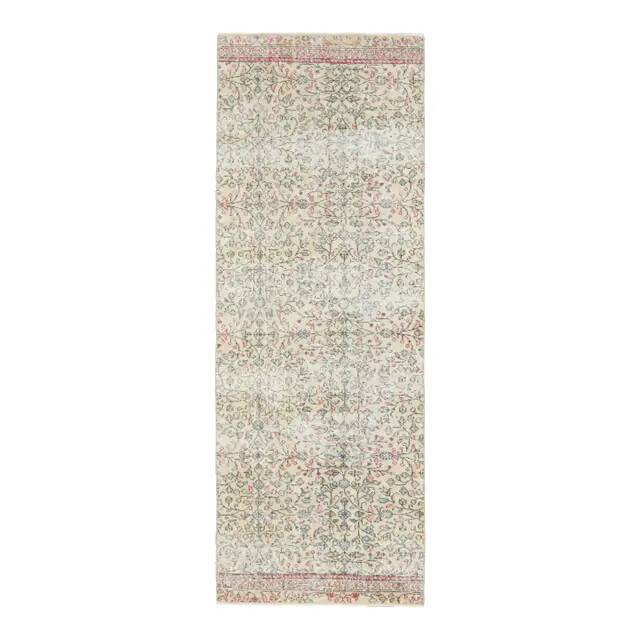 1970s Vintage Turkish Hand-Knotted Wool Cotton Beige Runner Rug 80x216