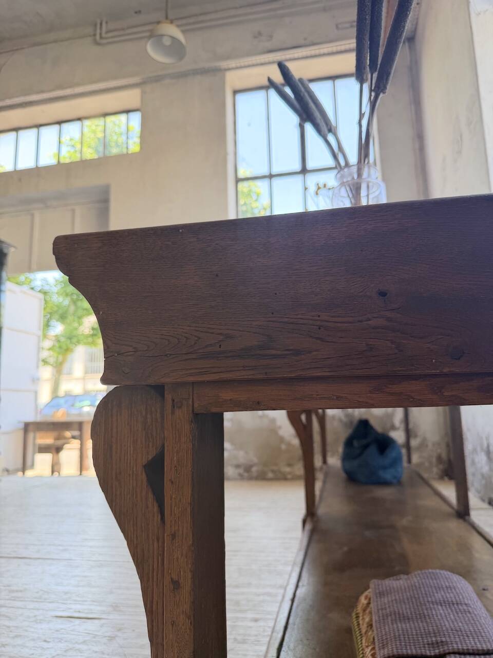 Table de gantier drapière 1900 chêne massif 330cm XL