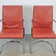 Mizar Chairs in Red Leather by Mateo Grassi, Italy, 1980s, Set of 2