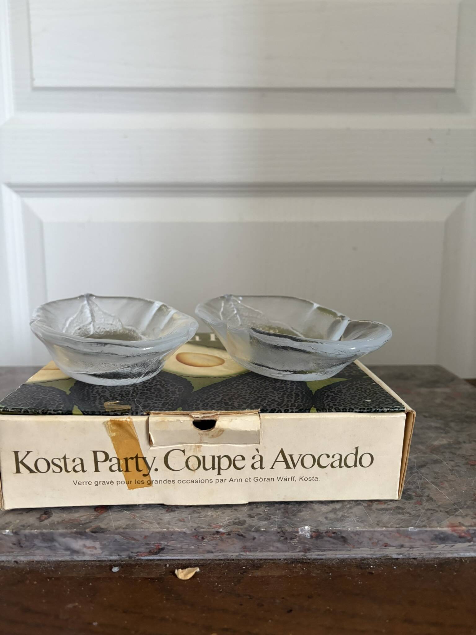 Vintage Avocado Coupe Glass KOSTA Party Engraved