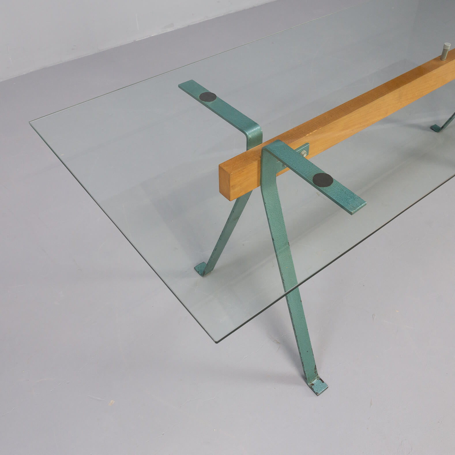 70s metal and glass table desk