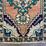 Small vintage turkish rug 90x48 cm, short runner, tribal, shabby, mini carpet