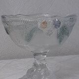 4 glass ice cups with foliage patterns