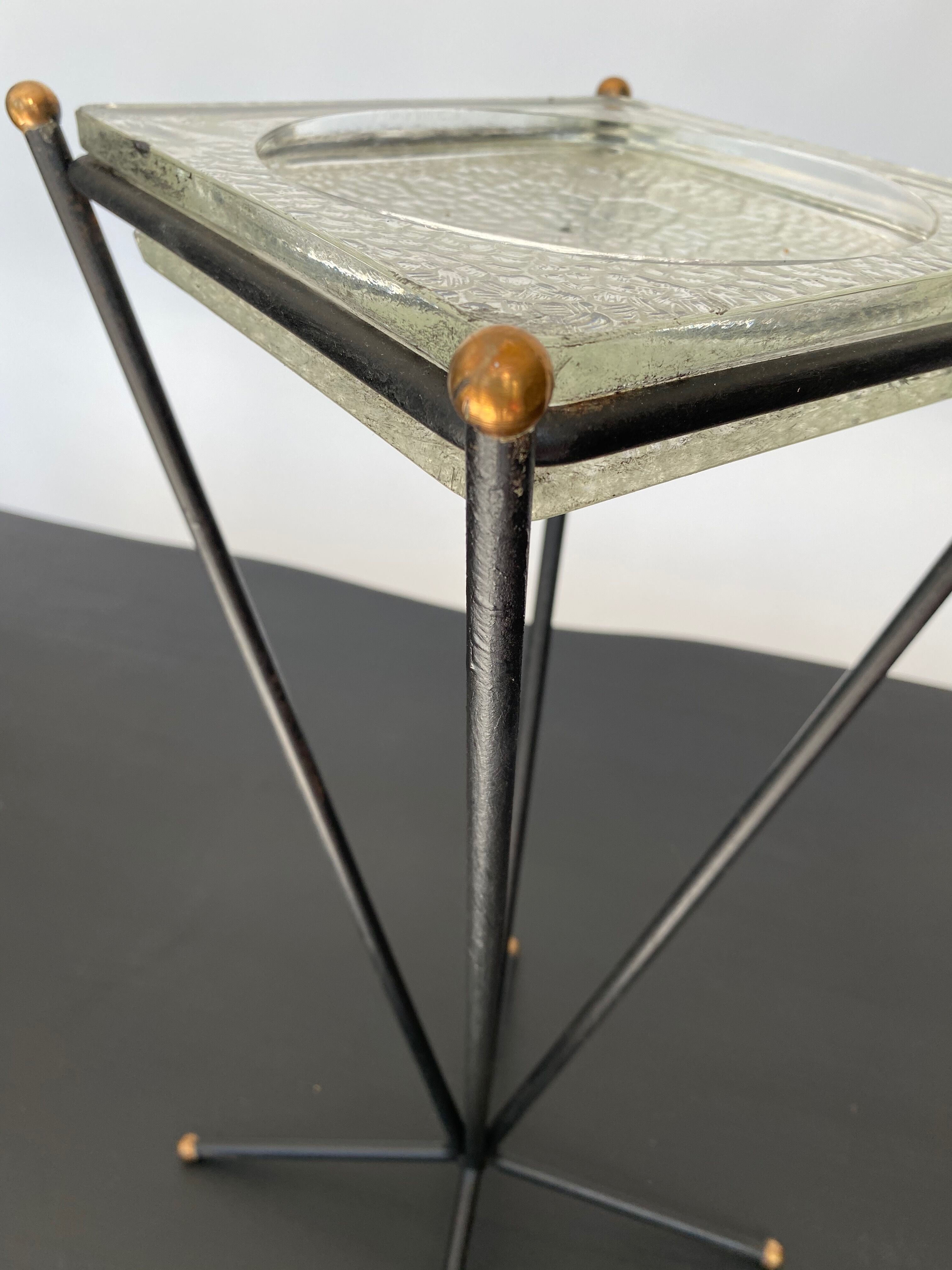 Lumax brass ashtray and glass 1960