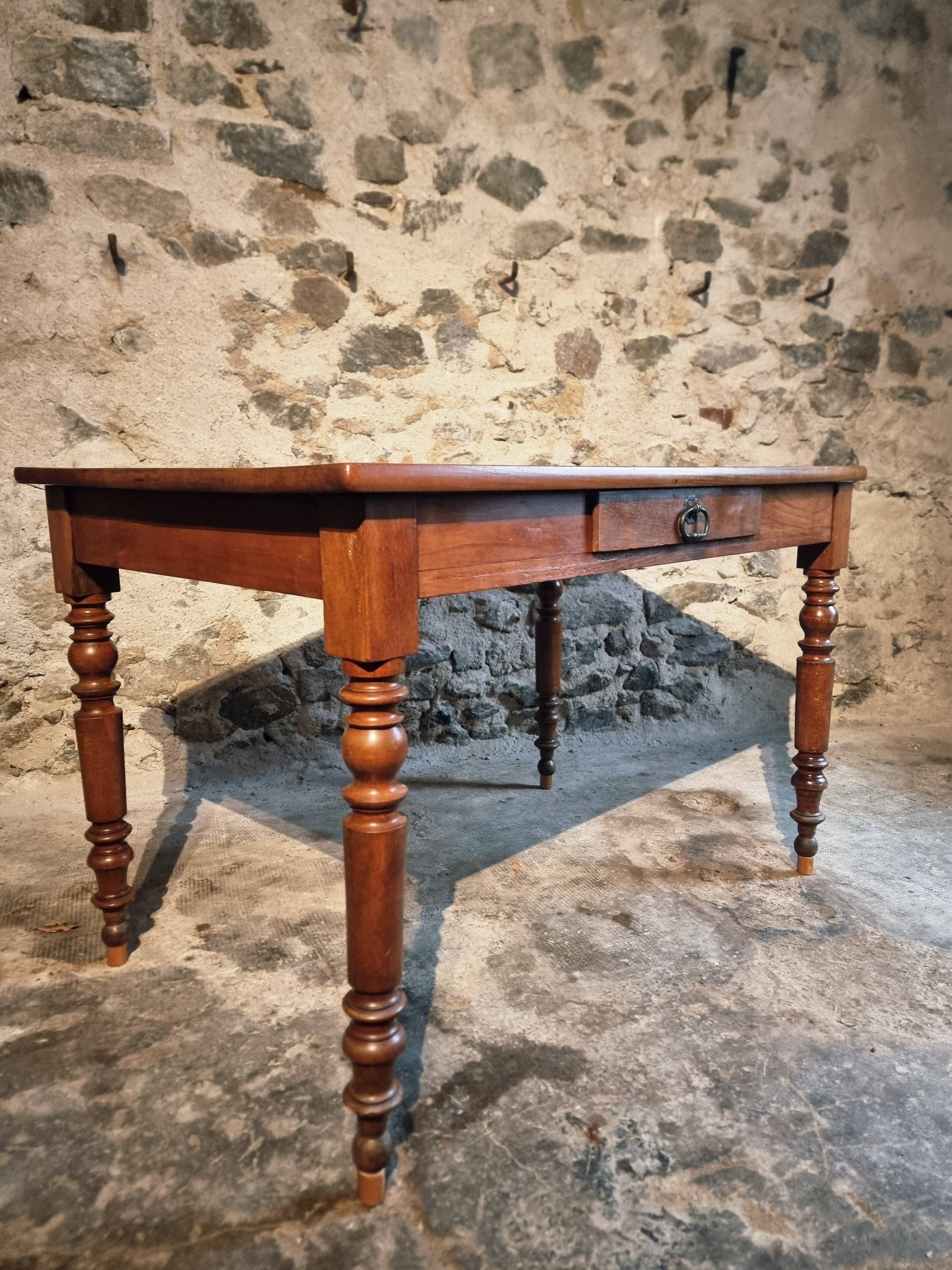 French vintage cherry wood table, circa 1920–1940.