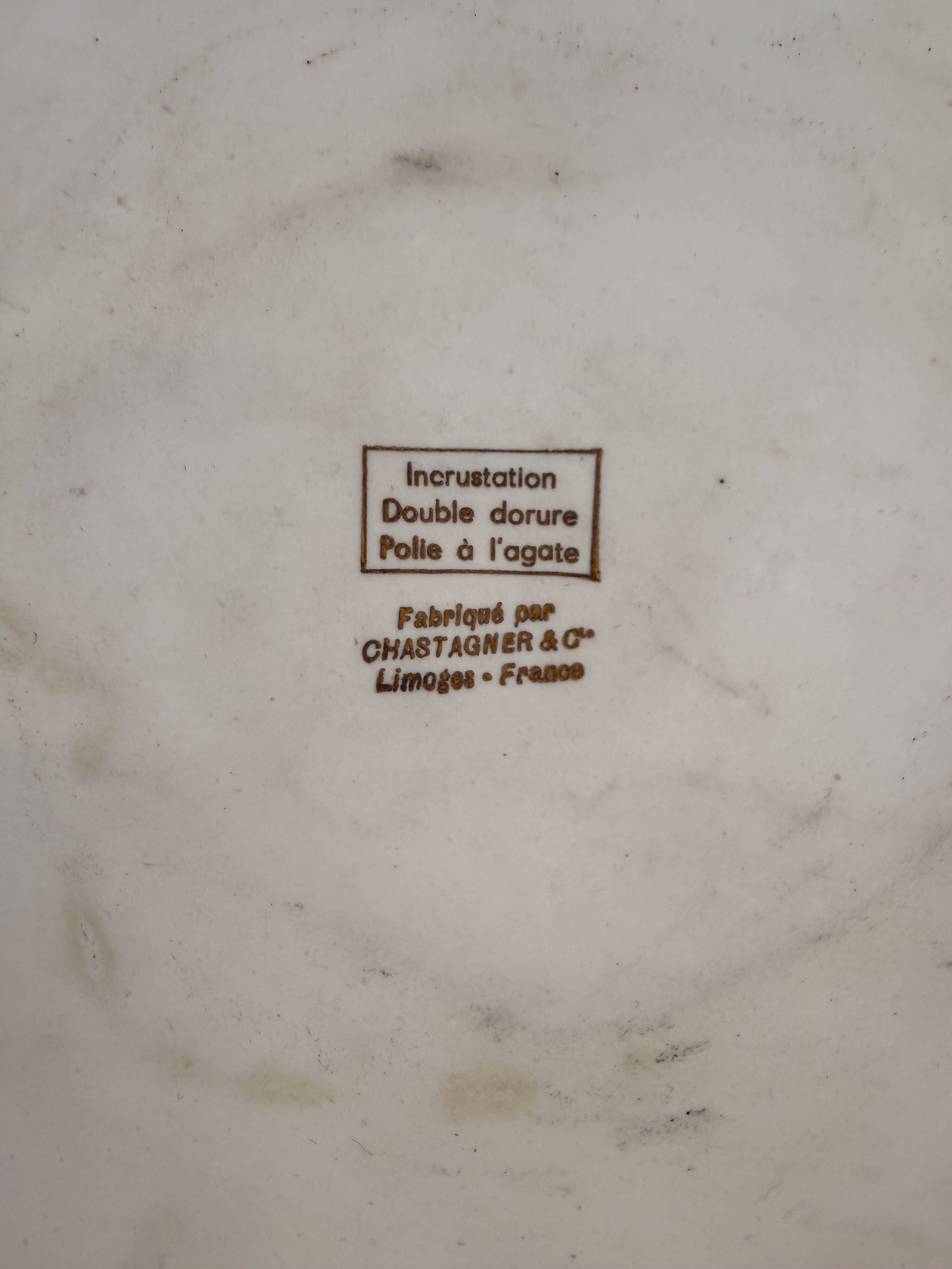 Limoges plate Chastagner & Cie – double gilding – with box