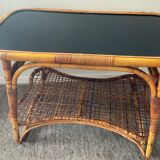 Vintage coffee table from the 50s in rattan